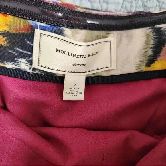 Anthropologie Black Pink Floral Strapless Bow Dress Sz 2 Woman MOULINETTE - Picture 6 of 6